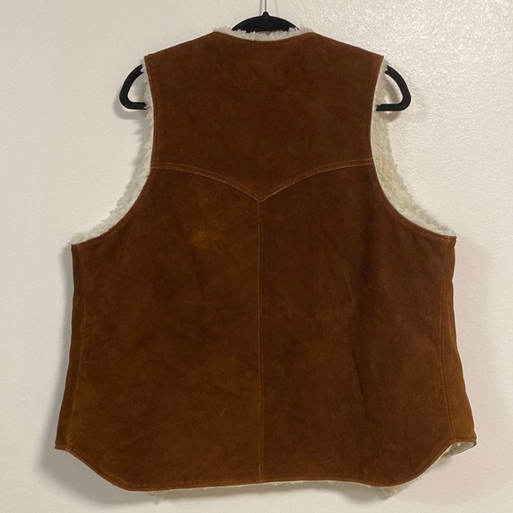 Pypsa Vest Mens size 44 Brown Suede Leather Sherpa lined Vest - Picture 4 of 14